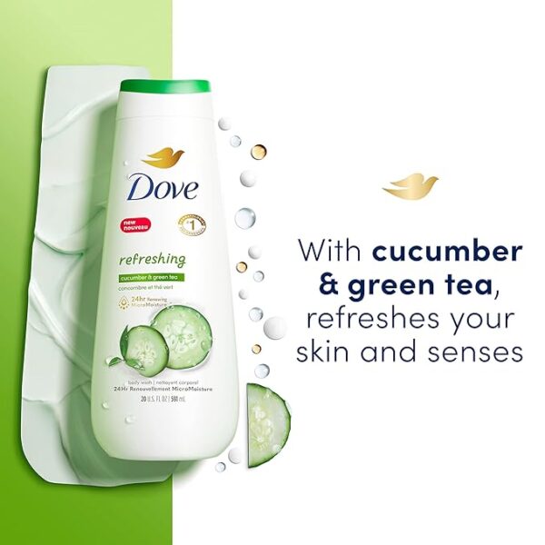 Amazon Top brand deal for limited time 9% OFF  Dove Body Wash Refreshing Cucumber and Green Tea 4 Count - Image 2