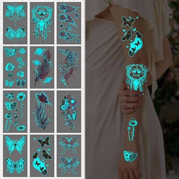 Amazon top deal 50% OFF, Cerlaza 30 Sheets Butterfly Temporary Tattoos for Adult Women - Image 2