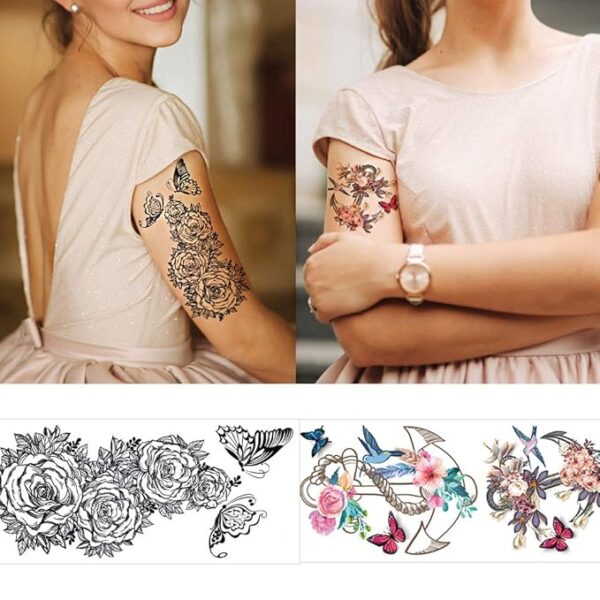 AMAZON DEAL 50% OFF, Large Rose Flower Arm Temporary Tattoos - Image 2