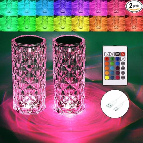 AMAZON BEST DEAL SAVE UPTO 39% Crystal Table Lamp RGB Color
