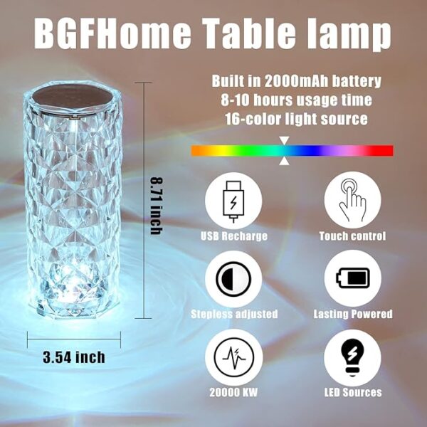 AMAZON BEST DEAL SAVE UPTO 39% Crystal Table Lamp RGB Color - Image 2