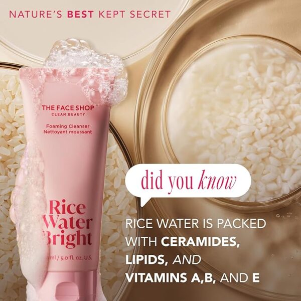amazon flash deal upto 30%off The Face Shop Rice Water Bright Foaming Facial Cleanser with Ceramide - Image 2